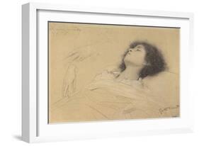 Reclining Girl and Two Studies of Hands-Gustav Klimt-Framed Giclee Print