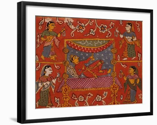 Reclining God with Attendants-null-Framed Art Print