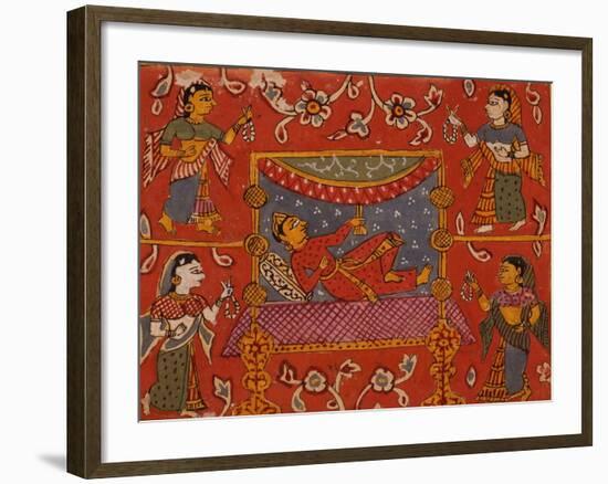 Reclining God with Attendants-null-Framed Art Print