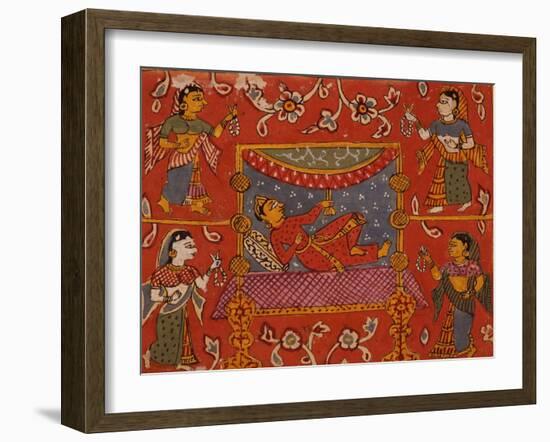 Reclining God with Attendants-null-Framed Art Print