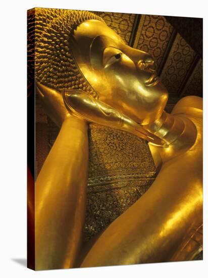 Reclining Gold Buddha at Grand Palace, Bangkok, Thailand-Bill Bachmann-Stretched Canvas