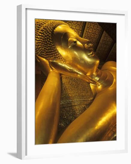 Reclining Gold Buddha at Grand Palace, Bangkok, Thailand-Bill Bachmann-Framed Premium Photographic Print