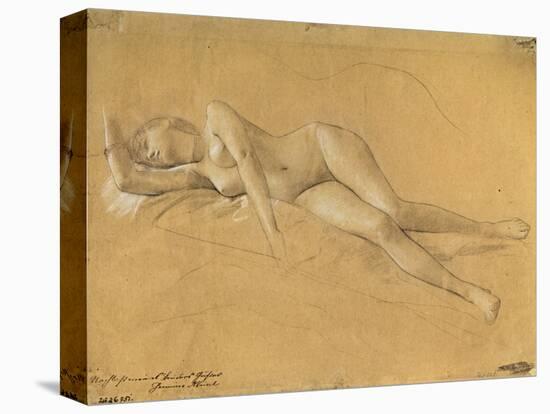 Reclining Maenade-Gustav Klimt-Stretched Canvas