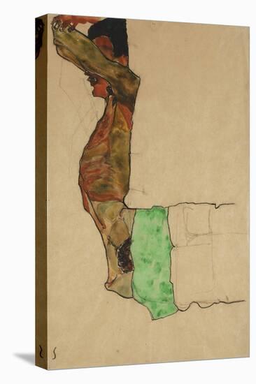 Reclining Male Nude with Green Cloth (Self-Portrait)-Egon Schiele-Stretched Canvas