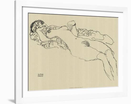 Reclining Nude, c.1917-Gustav Klimt-Framed Art Print