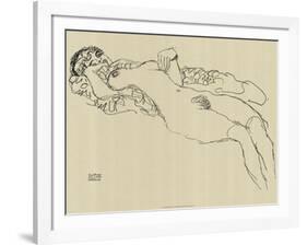 Reclining Nude, c.1917-Gustav Klimt-Framed Art Print