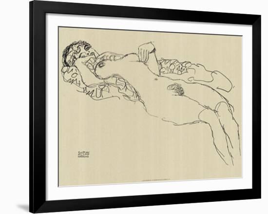 Reclining Nude, c.1917-Gustav Klimt-Framed Art Print