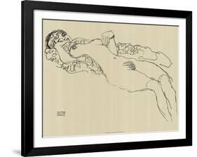 Reclining Nude, c.1917-Gustav Klimt-Framed Art Print