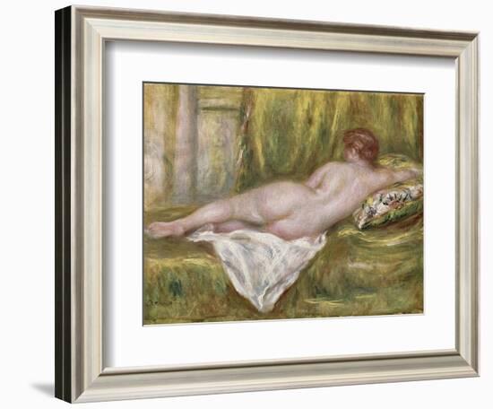 Reclining Nude from the Back, Rest After the Bath, c.1909-Pierre-Auguste Renoir-Framed Giclee Print