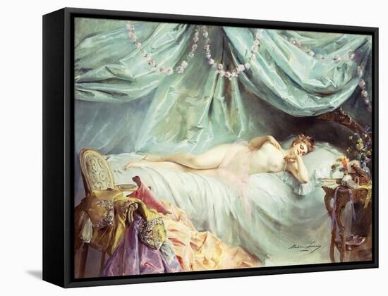 Reclining Nude in an Elegant Interior-Madeleine Lemaire-Framed Stretched Canvas