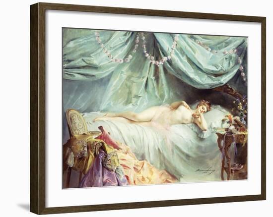 Reclining Nude in an Elegant Interior-Madeleine Lemaire-Framed Giclee Print