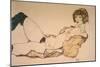 Reclining Nude in Green Stockings, 1914-Egon Schiele-Mounted Giclee Print