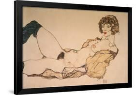 Reclining Nude in Green Stockings, 1914-Egon Schiele-Framed Giclee Print