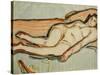 Reclining Nude; Liegende Akt, (Watercolour on Paper)-Christian Rohlfs-Stretched Canvas