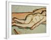 Reclining Nude; Liegende Akt, (Watercolour on Paper)-Christian Rohlfs-Framed Giclee Print