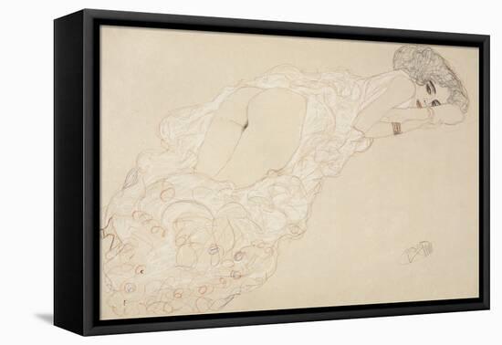 Reclining Nude Lying on Her Stomach and Facing Right, 1910-Gustav Klimt-Framed Stretched Canvas