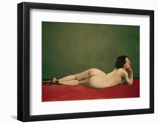 Reclining Nude on Red-Félix Vallotton-Framed Giclee Print