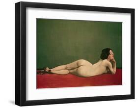 Reclining Nude on Red-Félix Vallotton-Framed Giclee Print