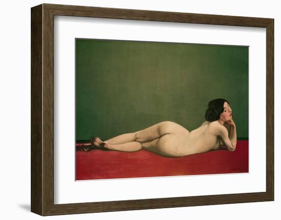 Reclining Nude on Red-Félix Vallotton-Framed Giclee Print