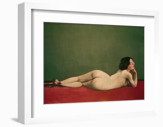 Reclining Nude on Red-Félix Vallotton-Framed Giclee Print