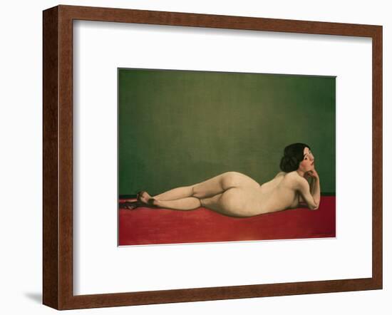 Reclining Nude on Red-Félix Vallotton-Framed Giclee Print