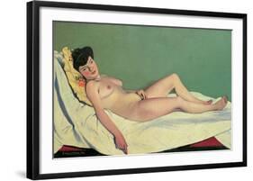 Reclining Nude on Yellow Cushion-Félix Vallotton-Framed Giclee Print