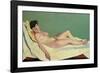 Reclining Nude on Yellow Cushion-Félix Vallotton-Framed Giclee Print