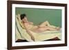 Reclining Nude on Yellow Cushion-Félix Vallotton-Framed Giclee Print