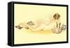 Reclining Nude Reading Book-null-Framed Stretched Canvas