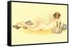 Reclining Nude Reading Book-null-Framed Stretched Canvas