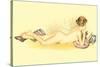 Reclining Nude Reading Book-null-Stretched Canvas