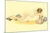 Reclining Nude Reading Book-null-Mounted Premium Giclee Print