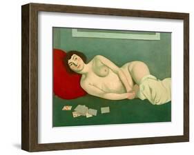 Reclining Nude with Blue Playing Cards-Félix Vallotton-Framed Giclee Print