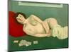 Reclining Nude with Blue Playing Cards-Félix Vallotton-Mounted Giclee Print