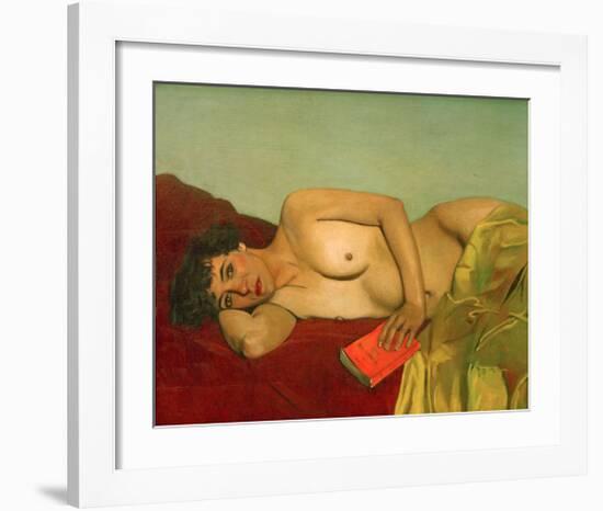 Reclining Nude With Book-Félix Vallotton-Framed Giclee Print