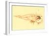 Reclining Nude with Cigarette-null-Framed Art Print