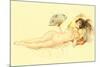 Reclining Nude with Fan-null-Mounted Premium Giclee Print