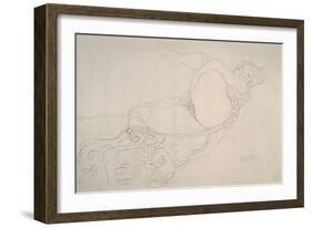 Reclining Nude with Leg Raised-Gustav Klimt-Framed Giclee Print