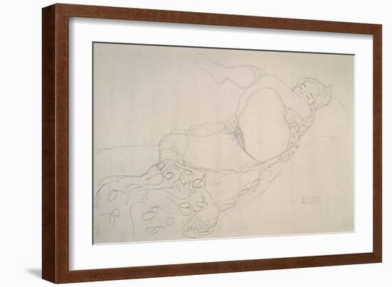 Reclining Nude with Leg Raised-Gustav Klimt-Framed Giclee Print