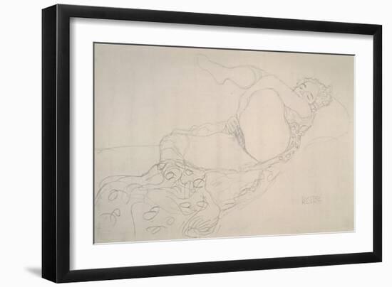 Reclining Nude with Leg Raised-Gustav Klimt-Framed Giclee Print