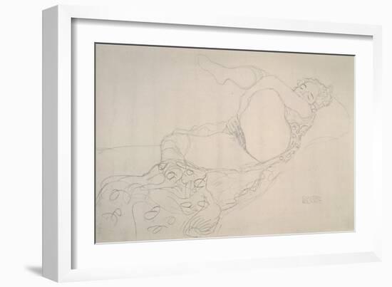 Reclining Nude with Leg Raised-Gustav Klimt-Framed Giclee Print