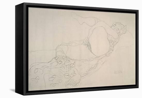 Reclining Nude with Leg Raised-Gustav Klimt-Framed Stretched Canvas