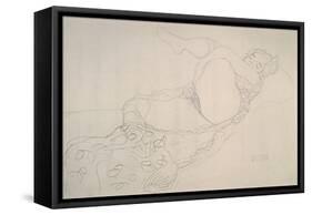 Reclining Nude with Leg Raised-Gustav Klimt-Framed Stretched Canvas