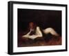 Reclining Nude Woman Reading a Book-Jean-Jacques Henner-Framed Giclee Print