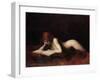 Reclining Nude Woman Reading a Book-Jean-Jacques Henner-Framed Giclee Print