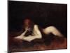 Reclining Nude Woman Reading a Book-Jean-Jacques Henner-Mounted Giclee Print