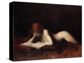 Reclining Nude Woman Reading a Book-Jean-Jacques Henner-Stretched Canvas