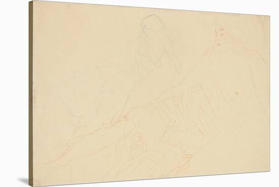 Reclining Nudes; Aufgestutzt Liegende-Gustav Klimt-Stretched Canvas