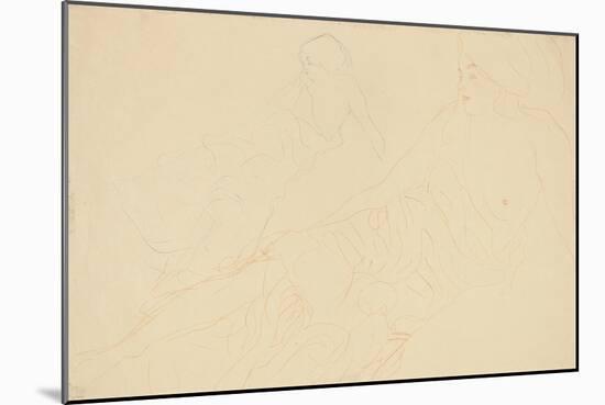 Reclining Nudes; Aufgestutzt Liegende-Gustav Klimt-Mounted Giclee Print