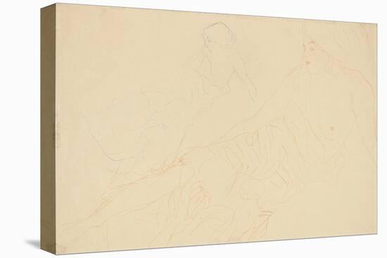 Reclining Nudes; Aufgestutzt Liegende-Gustav Klimt-Stretched Canvas